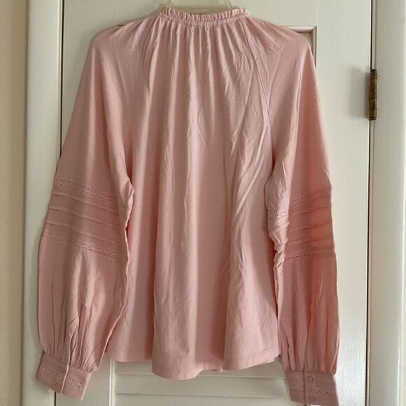 NWT Polo RALPH LAUREN PEACH PINK LACED EMBROIDERED LONG SLEEVE WOMAN Top XL - Picture 8 of 14